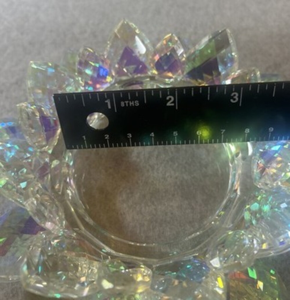 2-Crystal Lotus Flower Candle Holders Iridescent - Picture 5 of 6